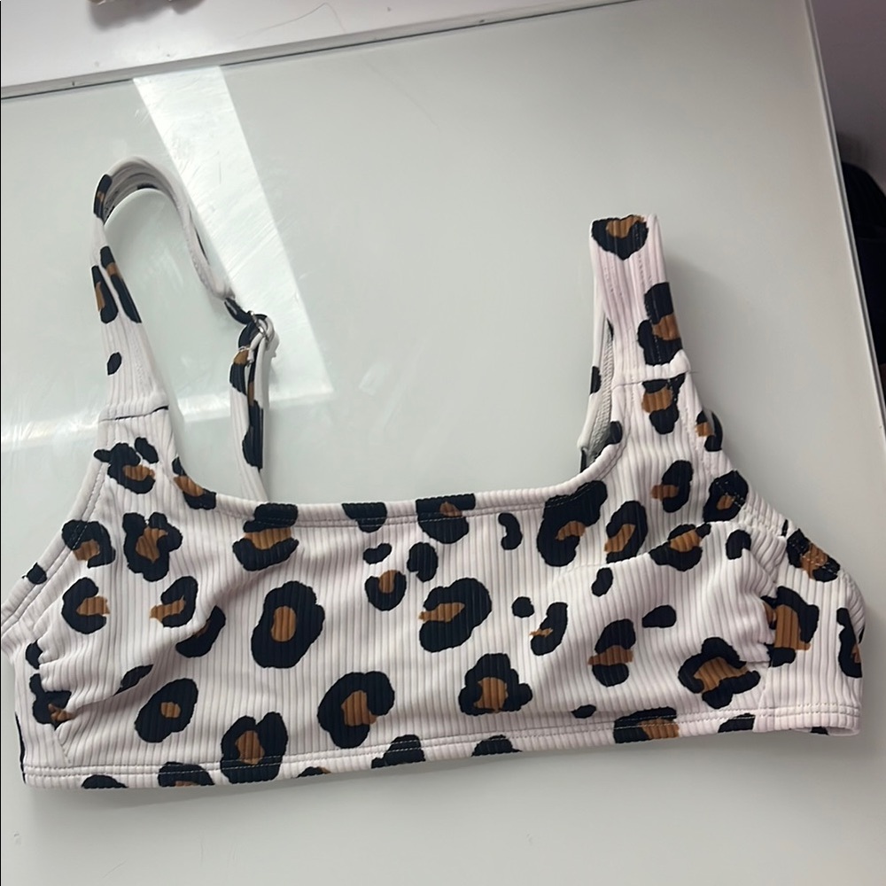 Xs Leopard Print Ribbed bikni top